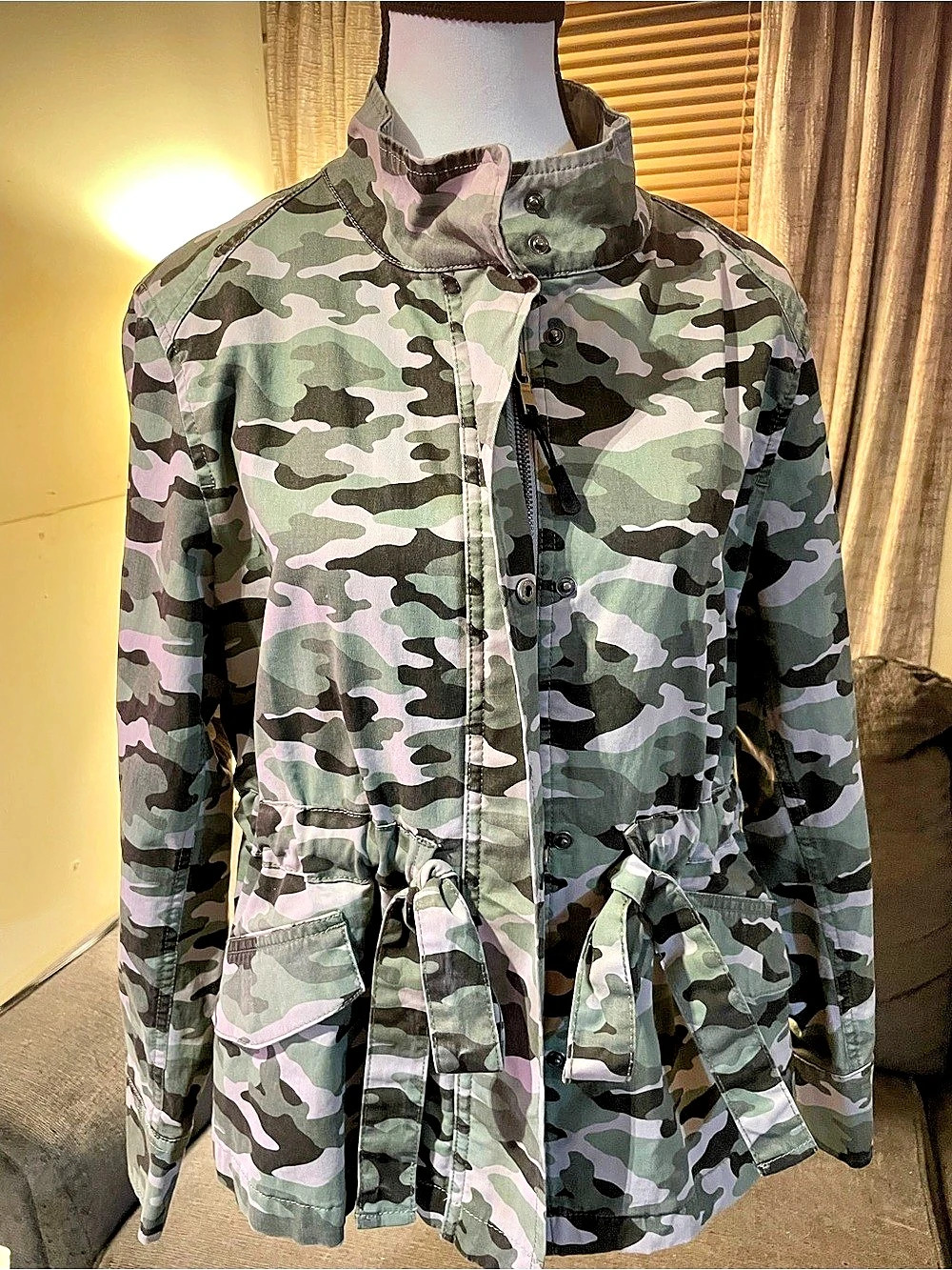 Banana Republic Camo Utility Jacket Green & Purple Size Medium Like New